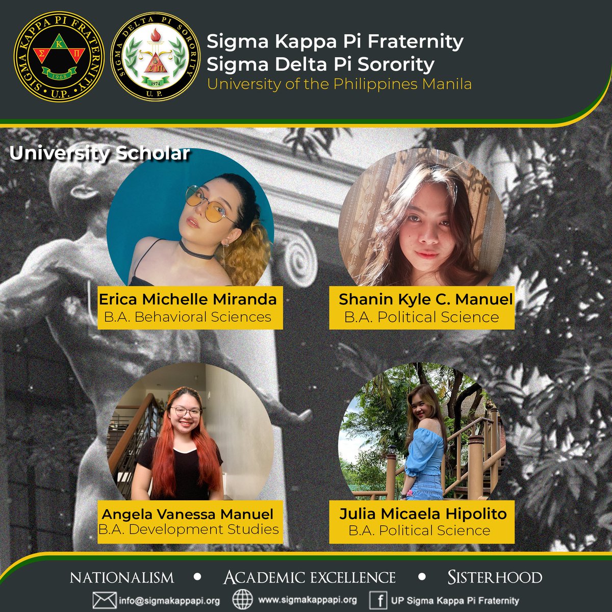 ekitmanila's tweet photo. @ekitmanila and @editmanila  would like to congratulate our brods and sisses who were awarded with academic honors for the Second Semester of AY ‘20-‘21. 

May you continue to uphold our noble objectives of Nationalism, Academic Excellence, and Brotherhood/Sisterhood! ✊🏻 https://t.co/lwyLZmoOWE