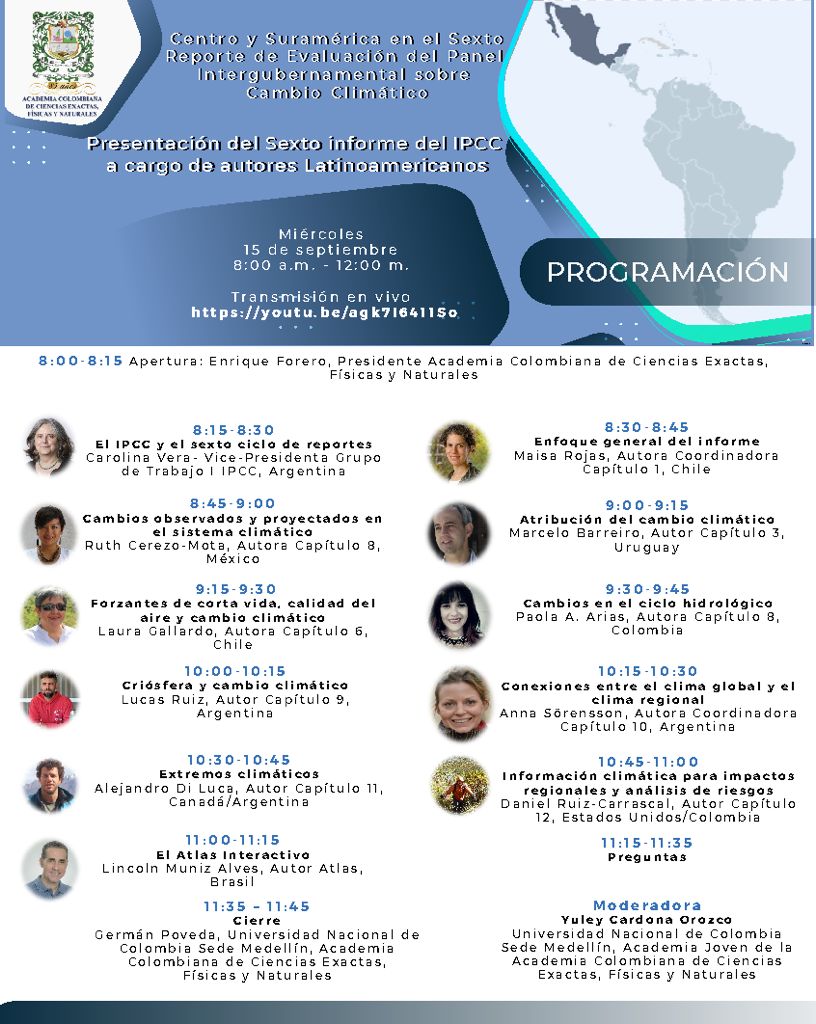 lincolnalves's tweet image. Save the date - Miércoles (15/09), hora de Colombia (GMT-5). Otra oportunidad para conocer los resultados del último informe del IPCC (AR6). apps.ipcc.ch/outreach/about…
Livestream del evento: youtu.be/agk7I6411So
#IPCC #ClimateReport #IPCCData #IPCCAtlas #climatechange