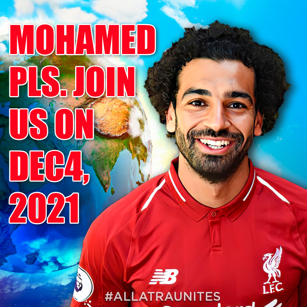 Dear <a href="/MoSalah/">Mohamed Salah</a>, in times of #GlobalCrisis, your words calling for unification, humanity can make a tremendous difference! Pls speak at #time4truth conference on Dec 4, 2021 on allatraunites.com.

#MoSalah #MohamedSalah <a href="/LFC/">Liverpool FC</a> <a href="/RamyCol/">Ramy Abbas Issa</a>  
#LFC #Liverpool #PremierLeague
<a href="/Refugees/">UNHCR, the UN Refugee Agency</a>