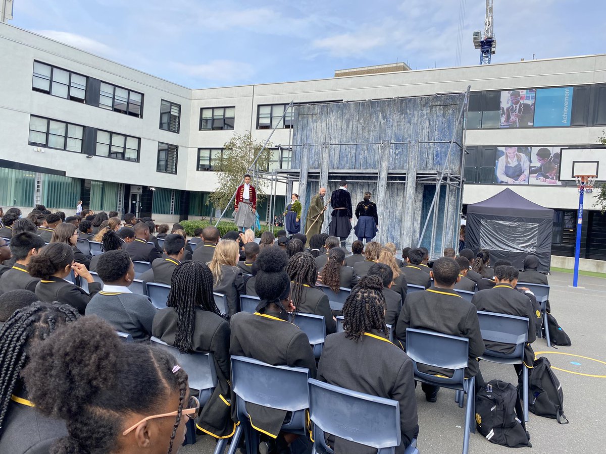 Seanwcoaching's tweet photo. Great to see @The_Globe performing at @ArkGlobeAcademy, awesome for our year 8s to witness high quality theatre in such an intimate setting. #edutwitter #inspiration #BackToSchool https://t.co/t5TSd86fcc