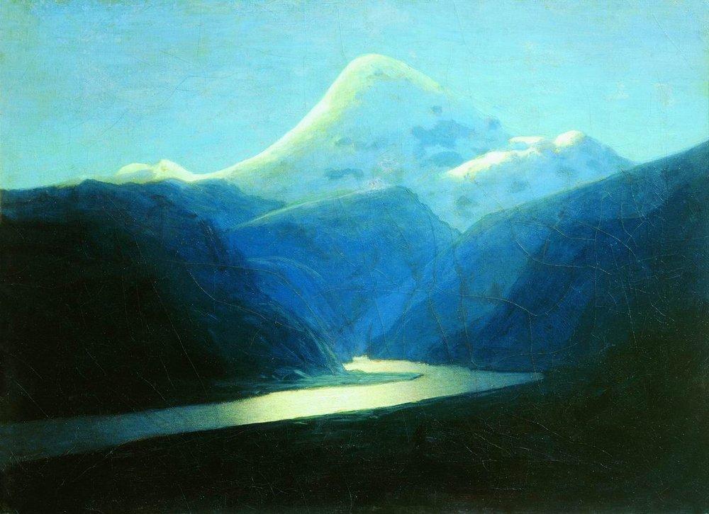 Elbrus in the Evening, 1908 wikiart.org/en/arkhip-kuin… #arkhipkuindzhi #kuindzhi