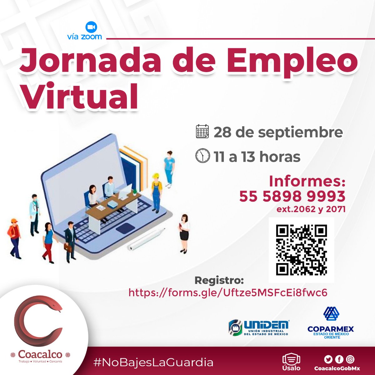 reportevallemx's tweet photo. Sabemos que encontrar empleo durante la pandemia se ha vuelto un reto. Por ello, te invitamos a participar en el taller "CV de Impacto en Tiempos de Covid, que impartiremos el próximo 22 de septiembre, a las 18 horas, a través de la plataforma #Zoom. https://t.co/SCtorrpw8a