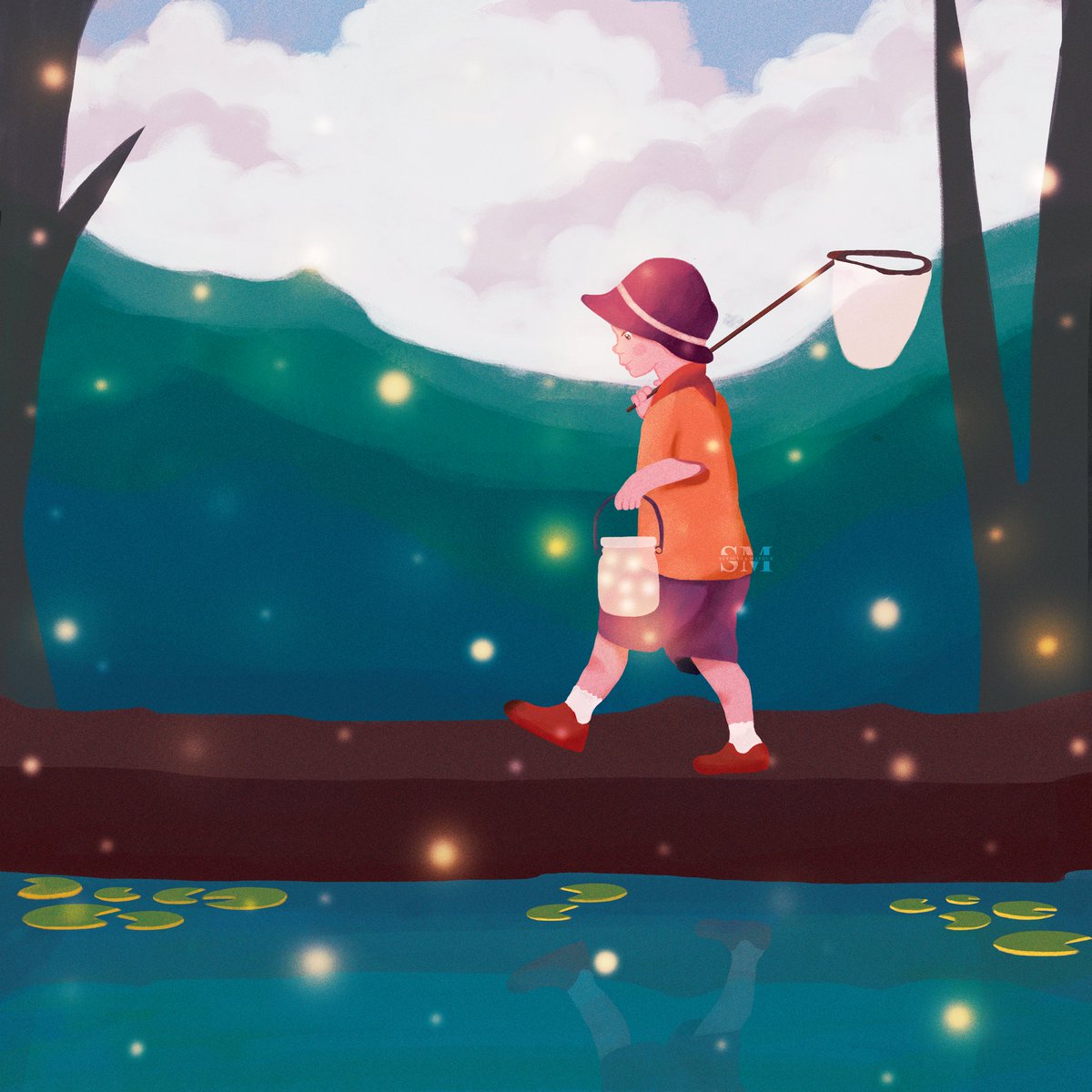 suviarts_'s tweet photo. Catching Fireflies💚

A change from my usual pink/purple colour palette! https://t.co/UnzCeHHOHE