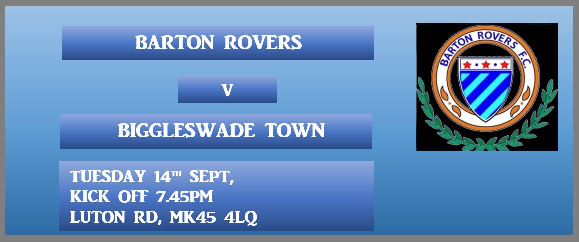 Tuesday night at Sharpenhoe Rd is league cup action for The Rovers who host <a href="/BiggleswadeTown/">Mr Wader</a>, kick off as ever is 7.45pm, MK45 4 LQ