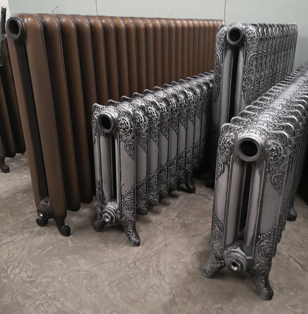 A few cast iron radiators with an aged finish getting ready for delivery - eurosalve.com #kilkennysalvage #antiques #kilkennyarchitecturalsalvage #salvage #kilkenny #interiordesign  #castironradiators #radiatorlove #castironradiator #radiatordesign #radiators #castiron