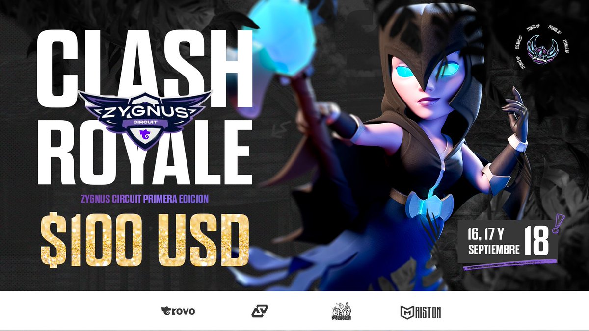 Ya llego la Zygnus Circuit a <a href="/ClashRoyale/">Clash Royale</a>, en un circuito de tres días, con 10 equipos invitados. 

📢 Solo por Trovo.Live en el canal de Zygnus_Esport.📌

¡Info al DM! 📩

Sponsors: <a href="/trovolive/">Trovo Live</a>, <a href="/Pollolin_uD/">ᴘᴏʟʟᴏʟɪɴ.</a>
