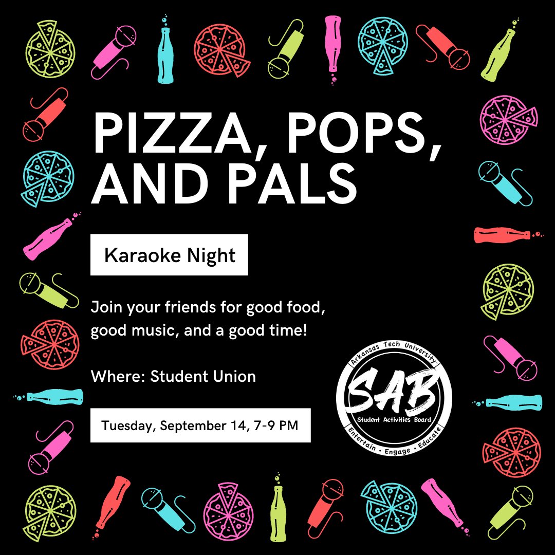 Karaoke night is back by popular demand this year 🎤🎵🎶 stop by the Student Union tomorrow, Tuesday September 14 from 7-9 pm to sing your heart out on stage! And if singing isn't your thing, stop by and listen while having some Domino's Pizza 🍕 and Pops 🥤!