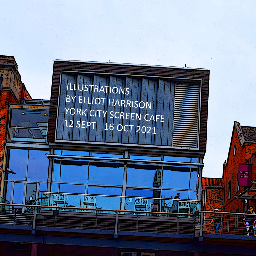 York360's tweet photo. NEW EXHIBITION: Illustrations by Elliot Harrison
York City Screen Cafe.
See the York Pound and new Rowntree Park fine art print. @CityScreenYork @York360 #ElliotHarrison
#cityscreen #artist #cinema #elliotharrison #artexibition #NoTimeToDie https://t.co/leZnhQGi3i