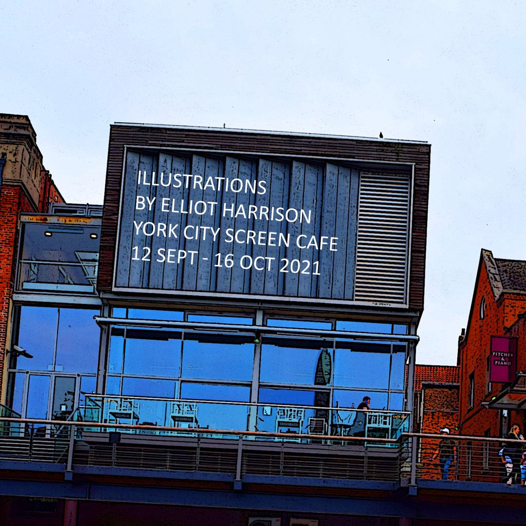 NEW EXHIBITION: Illustrations by Elliot Harrison
York City Screen Cafe.
See the York Pound and new Rowntree Park fine art print. @CityScreenYork @York360 #ElliotHarrison
#cityscreen #artist #cinema #elliotharrison #artexibition #NoTimeToDie