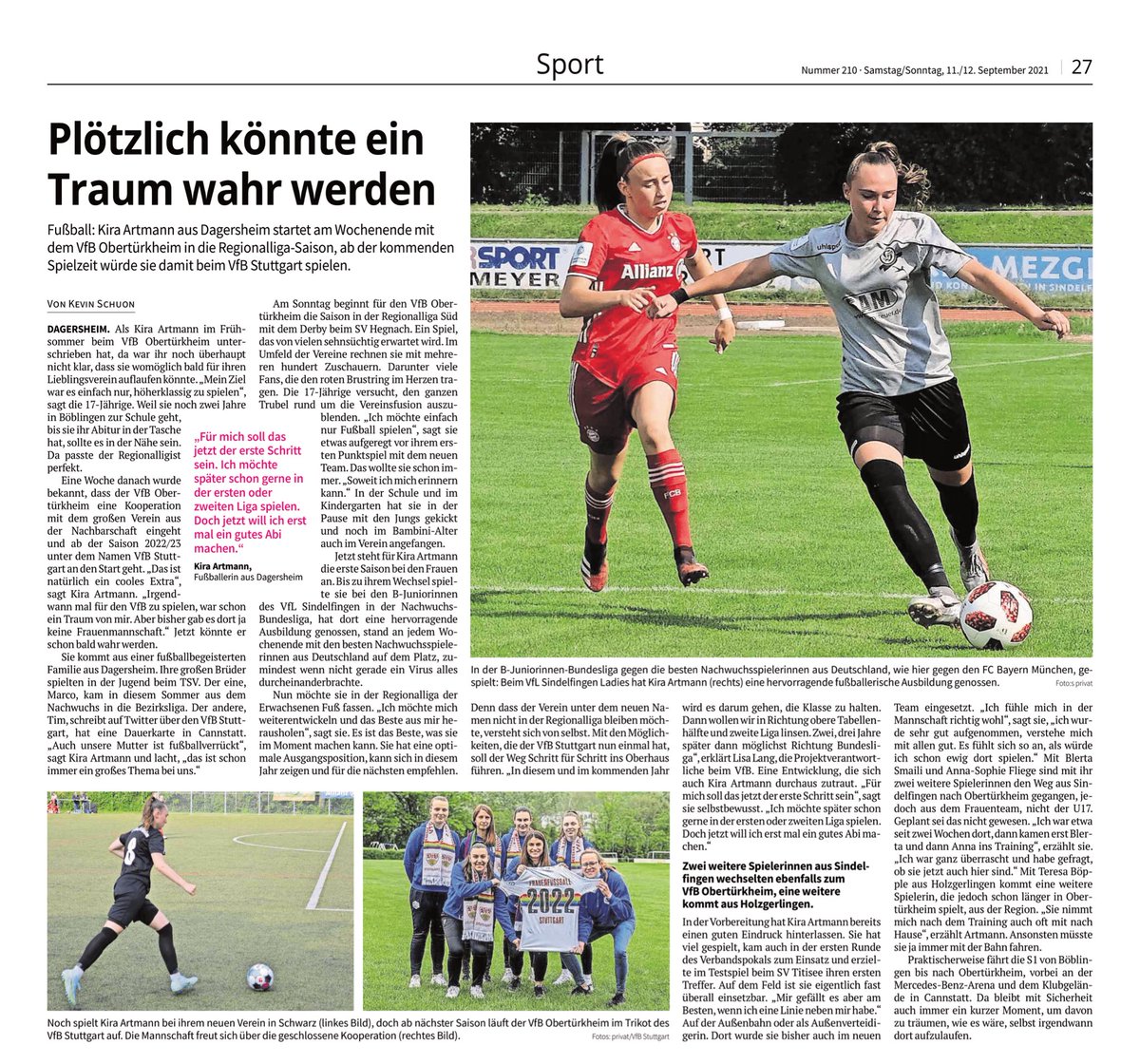 "Ich möchte einfach nur Fußball spielen." 

Schöner Artikel, <a href="/kiraartmann/">Kira Artmann</a>! 👏🏼
#obtistleidenschaft #VfB