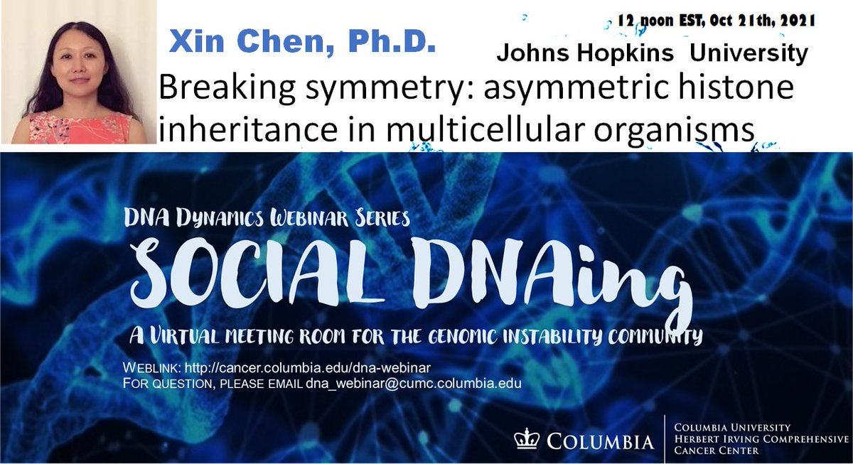 Thank Dr. Bell for a great talk. This week, Dr. Chen from Johns Hopkins University will take us to learn the asymmetric chromatin segregation. Sign up at cancer.columbia.edu/research/progr…