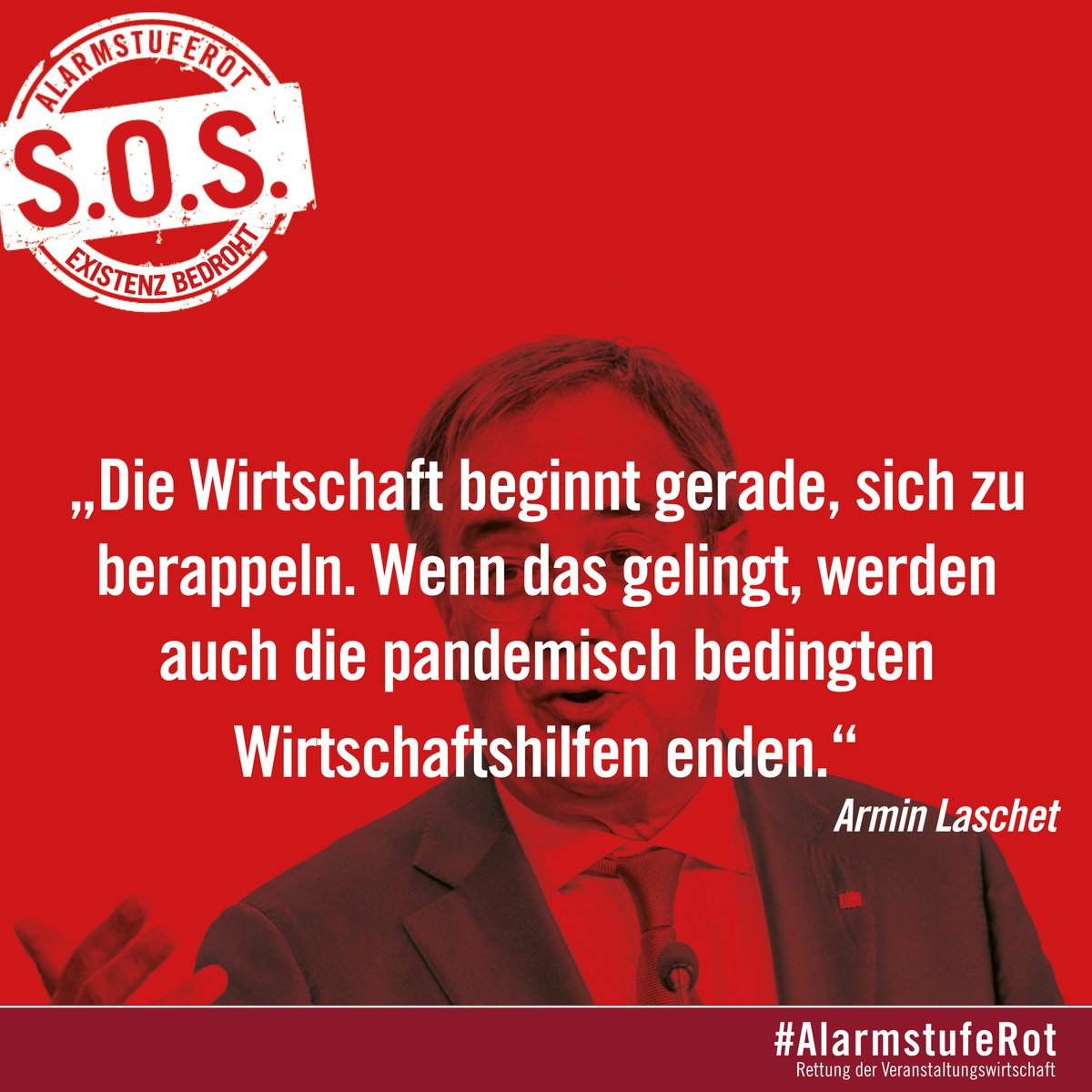 Hilfen beenden, bevor sie überhaupt ausreichend bei den schwer betroffenen Betrieben und Soloselbstständigen ankommen? Im Kopfe mancher Wahlkämpfer ist die Veranstaltungswirtschaft schon wieder vergessen. Besondere Opfer = besondere Hilfen!

#alarmstuferot