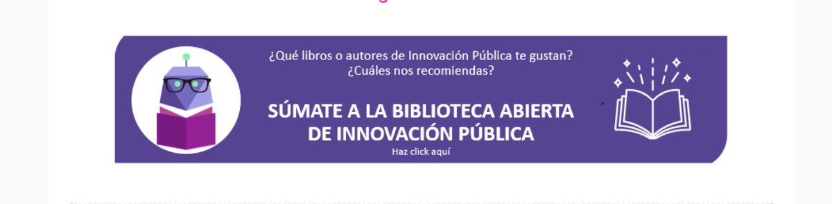Queremos construir contigo la🤓 Biblioteca Abierta de Innovación Pública 📚 Déjanos tus recomendados aquí bit.ly/3yy6Kt9 

Éste es un esfuerzo en el que varios🧠 se unen para brindarte información valiosa e interesante alrededor del ecosistema de #InnovaciónPública💡