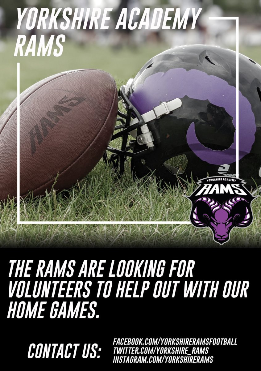 Yorkshire_Rams's tweet photo. VOLUNTEERS WANTED

The Rams are looking for people to volunteer for our final two home games, if you can help out on either of the next two Sundays then send us a message and we'll get in touch.

#BetterNeverStops

🤘🏈 https://t.co/uhOriskWBf