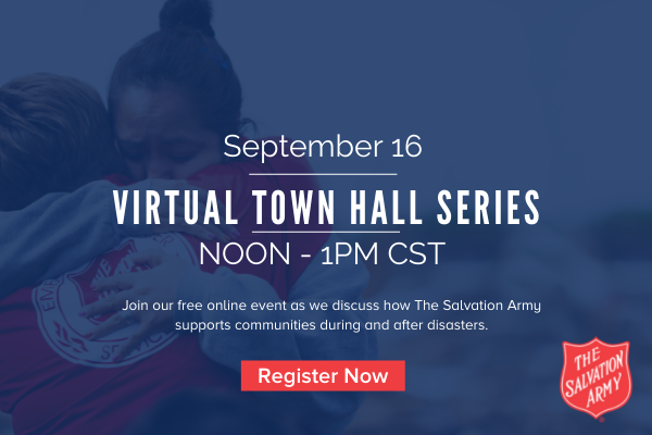 The Salvation Army - North and Central Illinois (@salarmynci) on Twitter photo Whether a tornado, fire, flood or unexpected loss, each disaster is personal. Because The #SalvationArmy serves every zip code, we’re already in the community – ready to help. Join our town hall to learn how we support communities during & after disasters. salarmychicago.org/townhall Whether a tornado, fire, flood or unexpected loss, each disaster is personal. Because The #SalvationArmy serves every zip code, we’re already in the community – ready to help. Join our town hall to learn how we support communities during & after disasters. salarmychicago.org/townhall