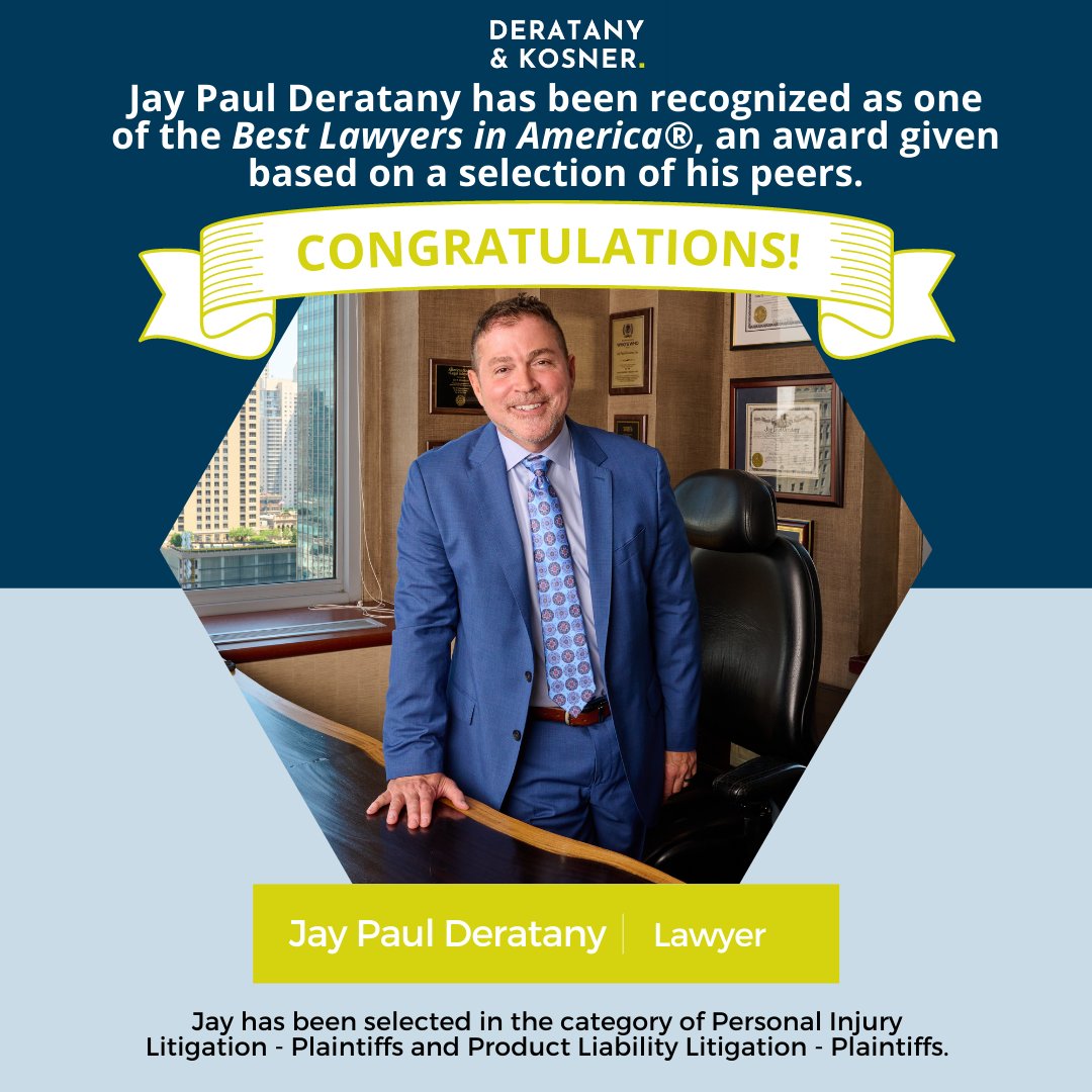 Congratulations to Jay Paul <a href="/deratany/">Jay Paul Deratany</a>  on his selection by his peers for inclusion in the 28th Edition of The Best Lawyers in America® in the areas of Personal Injury Litigation - Plaintiffs and Product Liability Litigation - Plaintiffs. 
#Chicago #Illinois #Lawyers