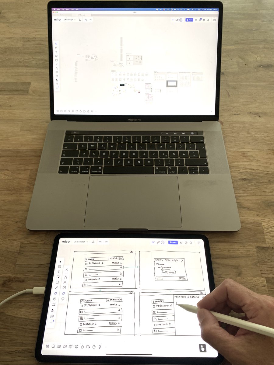 Awesome sketching experience <a href="/MiroHQ/">Miro</a> Simply the ideal UX concept work setup 👍🏻