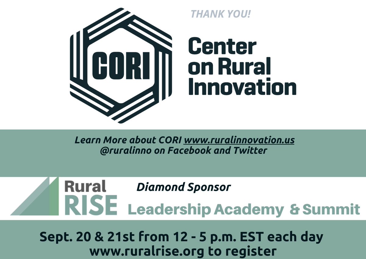 RuralRISE's tweet photo. Thank you to @Ruralinno for your continued support of RuralRISE.  @Ruralinno "Building innovation in rural America from the ground up" - learn more at https://t.co/MjNUNULT1o #rural #entrepreneurship #inclusion #innovation #techjobcreation https://t.co/57d9mleneX