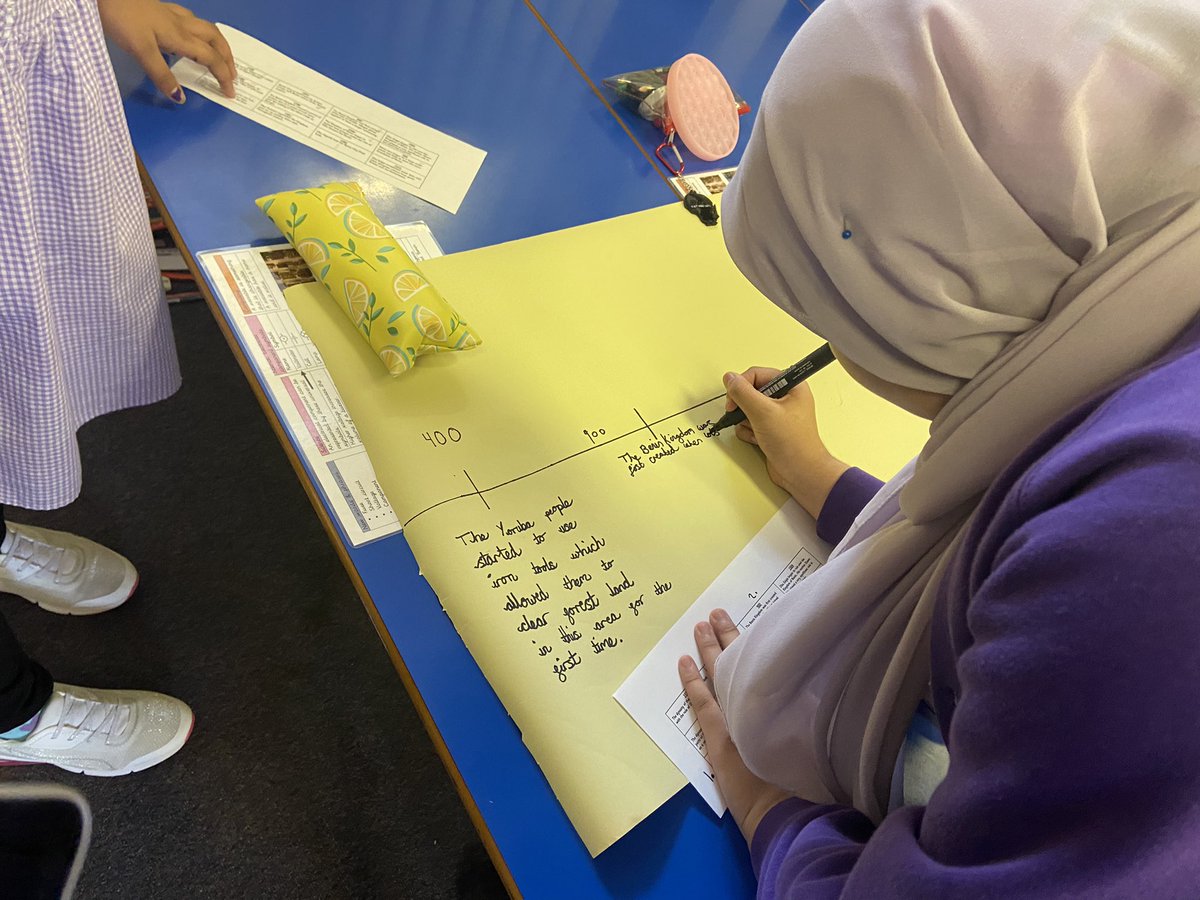 MissTuddenham's tweet photo. Today in History 6TU have been creating chronological timelines showing key events in The Kingdom Of Benin to be displayed around our classroom🕵🏽 @AndertonPark https://t.co/jJUb7Uc5D2