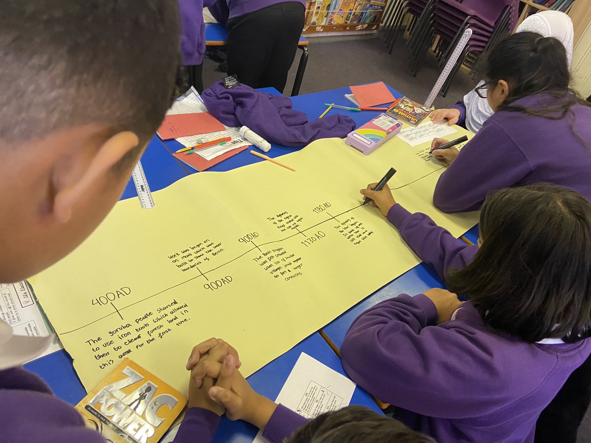 MissTuddenham's tweet photo. Today in History 6TU have been creating chronological timelines showing key events in The Kingdom Of Benin to be displayed around our classroom🕵🏽 @AndertonPark https://t.co/jJUb7Uc5D2