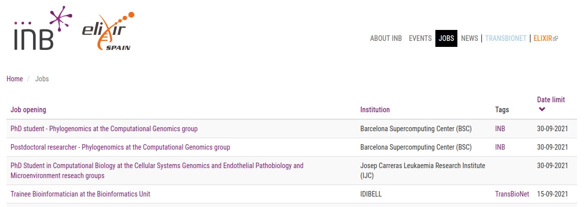 INB_Official's tweet photo. Check out our #JobBoard!

Announcing at the moment PhD and PostDoc positions as well as for a trainee in bioinformatics, genomics, phylogenomics. 

Don't miss the opportunity to join INB/ELIXIR-ES nodes, TransBioNet units, and other labs in Spain.

▶️ https://t.co/JmOmaJylaM https://t.co/BJ2yrXsyf2