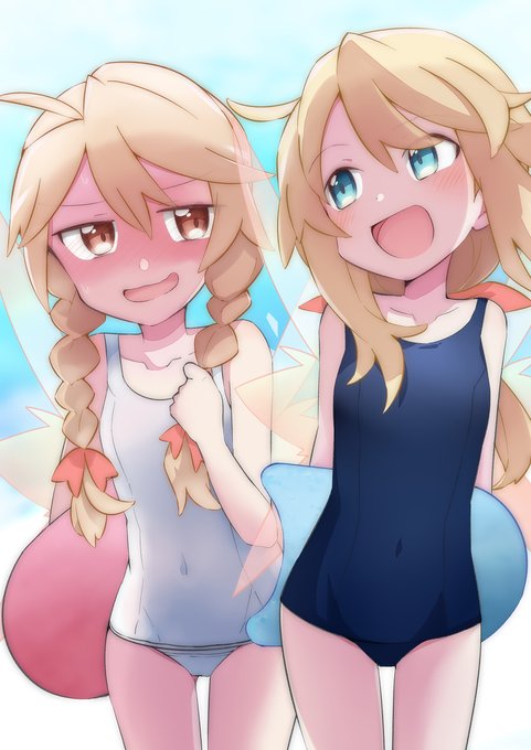 スク水リリーズ #東方 #リリーホワイト #リリーブラック https://t.co/m6zCyVS2JE 