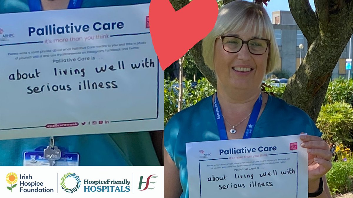 For #pallcareweek 2021, @gcrufli End-of-Life Care Coordinator at @Beaumont_Dublin inc. St. Joseph’s Hospital in Raheny, shares what palliative care means to her. For Gillian, palliative care is about living well with serious illness. 
More 👉hospicefoundation.ie/palliativecare
@AIIHPC