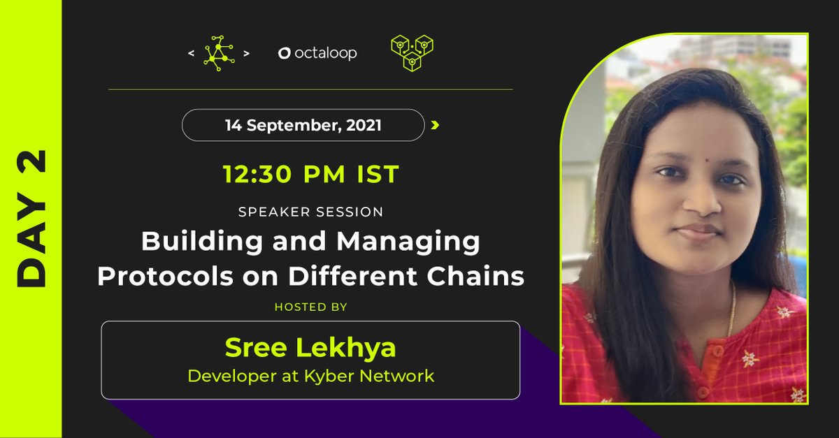 IBTxOfficial's tweet photo. Learn "Building and Managing Protocols On Different Chains" with Sree Lekhya, developer at @KyberNetwork 

Our #crypto summit, The Road to Metamorphosis 3.0! Tomorrow at 12:30pm IST!!

Register for free here! https://t.co/VtnYDOwRUw https://t.co/Ngu44Cmvjy