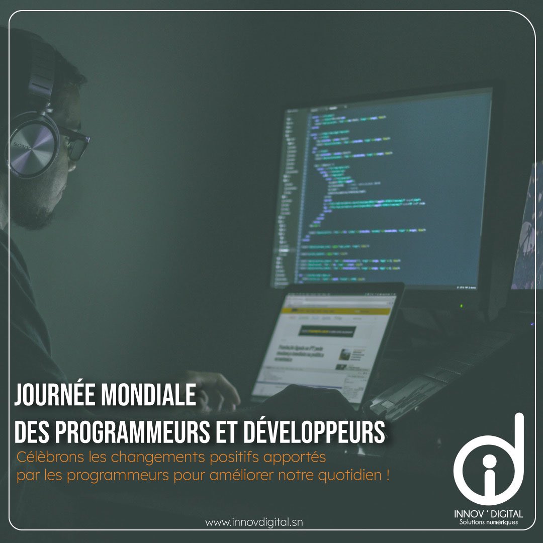 innov_digital's tweet image. Aujourd'hui nous célébrons les développeurs et programmeurs et les changements positifs  qu'ils ont apportés dans le monde.

#InnovDigitalSn
#InternationalProgrammersDay #programmersday  #kebetu #senegal