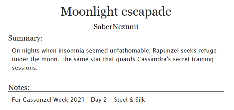 NezumiShutsujin's tweet photo. Written for #CassunzelWeek2021
I'm somewhat new to the fandom, but after I finished watching the series a couple of weeks ago I couldn't pass up the opportunity to write something for this ship.
https://t.co/dHa6tGoChU
#TTS #Cassunzel #CassunzelWeek https://t.co/ba4DD7uSsT