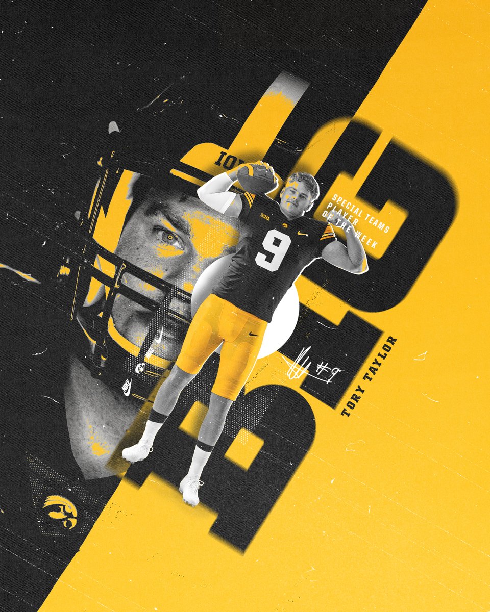 Hawkeye Football (@hawkeyefootball) on Twitter photo Tory Taylor is your <a href="/B1Gfootball/">Big Ten Football</a> Special Teams Player of the Week!
▪️ 51.1 yards per punt
▪️ Longest punt was 69 yards
▪️ 4 punts downed inside the 10
#Hawkeyes Tory Taylor is your <a href="/B1Gfootball/">Big Ten Football</a> Special Teams Player of the Week!
▪️ 51.1 yards per punt
▪️ Longest punt was 69 yards
▪️ 4 punts downed inside the 10
#Hawkeyes