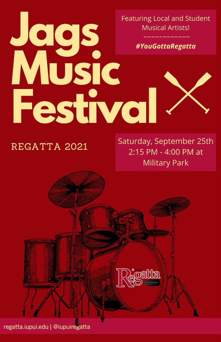 The IUPUI 2021 Regatta invites you to jam out at the Regatta Jags Music Festival! Live bands, student organizations, and, and more! 🎸🤘🏻
•
•
•
#yougottaregatta #morethanacanoerace