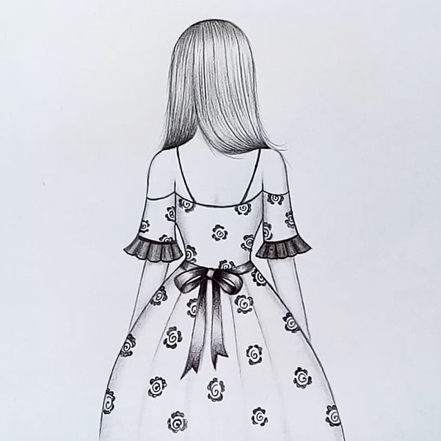 Mi_Art on X: Draw a girl with a beautiful dress