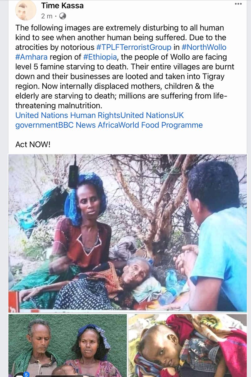 TimeKassa's tweet photo. The following images are extremely disturbing to all human kind. Due to the atrocities by notorious #TPLFTerroristGroup in #NorthWollo #Amhara region of #Ethiopia,people of Wollo are facing  level 5 famine starving to death.@SecBlinken @UN @POTUS @FoxNews @BBCAfrica @PowerUSAID https://t.co/jPWAYlshIV