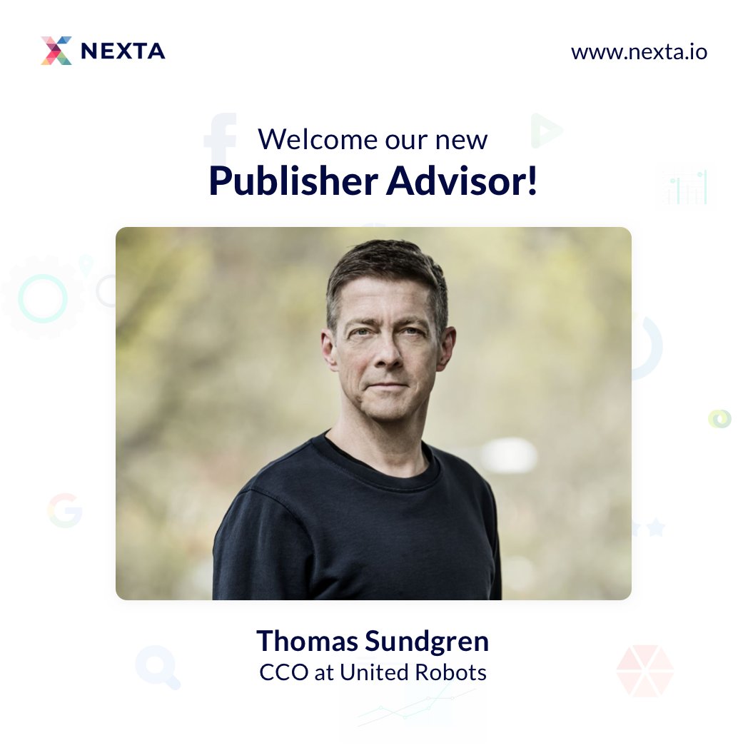 We are thrilled to announce Nexta.io Publisher Advisor <a href="/ThomasSundgren/">Thomas Sundgren</a> . Thomas has extensive experience in the #publishing industry and has worked with such companies as Schibsted, MittMedia, and Bonnier News. 👋 Welcome, Thomas! Full PR:  bit.ly/3E8yicR