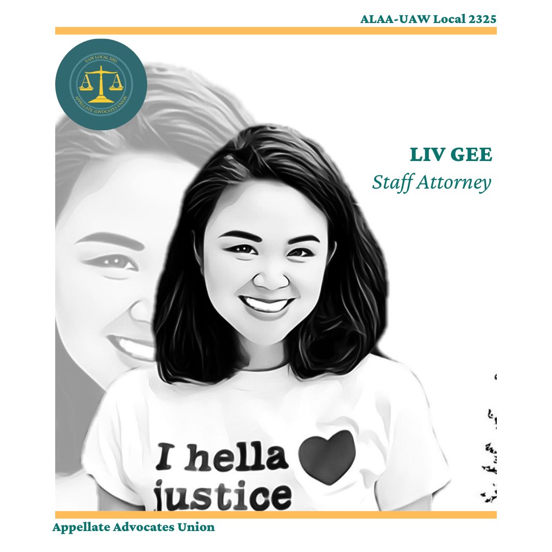 appadunion's tweet photo. Meet Staff Attorney,
Liv Gee and learn why she supports Appellate Advocates unionizing efforts. (Swipe Left) ⚖️ #appadunion #appadunite #unionstrong 

https://t.co/UQBLJEVVw2 https://t.co/2oyQCBuDsq