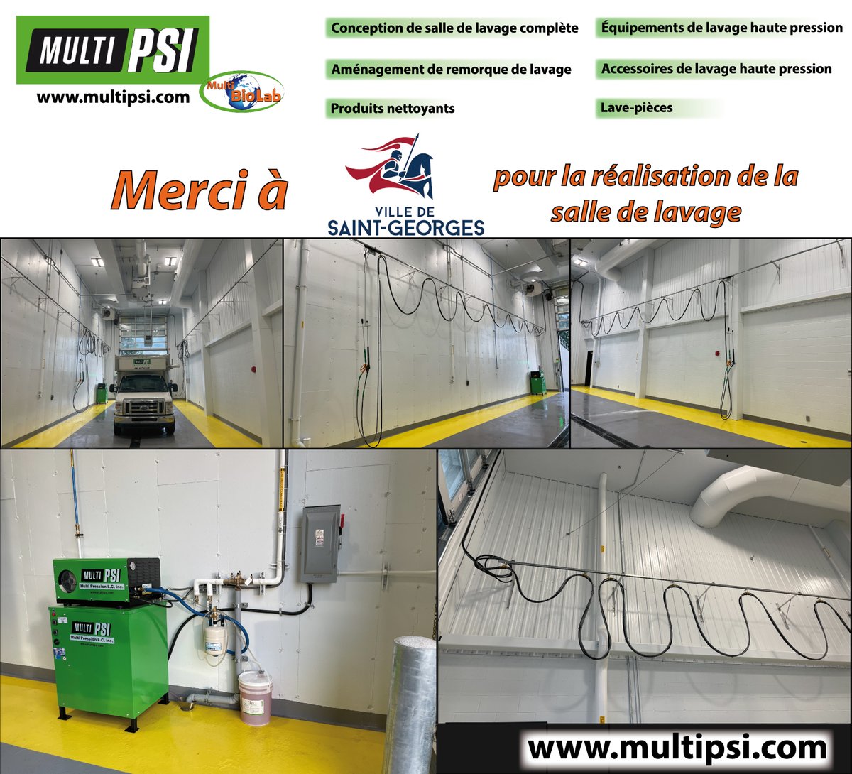 Multi_Pression's tweet image. Voici une belle réalisation d'une salle de lavage complète à la caserne de la Ville de Saint-Georges de Beauce avec système de mousse à haute pression MHP.
multipsi.com 
#salledelavage #baiedelavage #multipsi #entreprisesarseneault #saintgeorgedebeauce