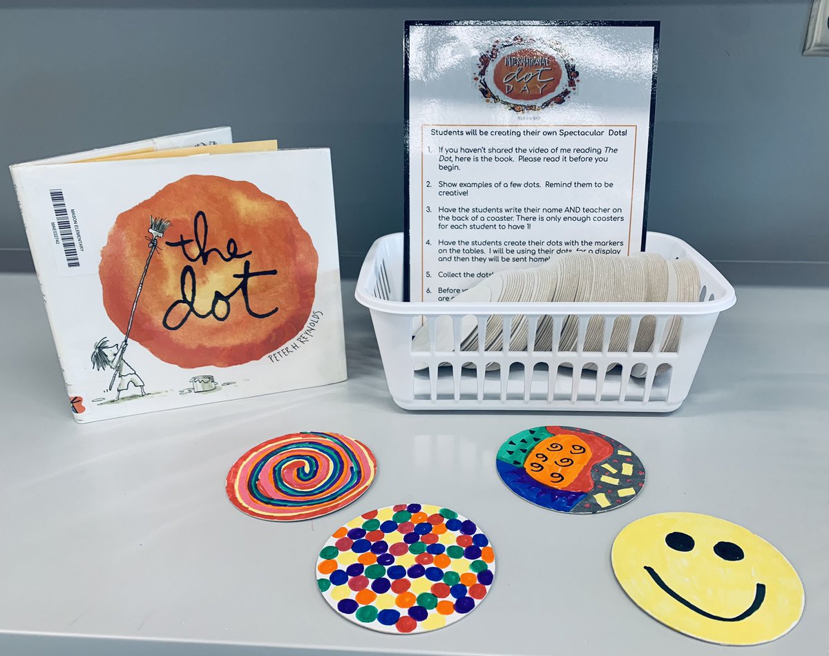 We are ready for the fun to begin in the Maker Lab to celebrate Dot Day @peterhreynolds this week! #InternationalDotDay @MAEPrincipal @MissAAndrews Finished products coming soon!