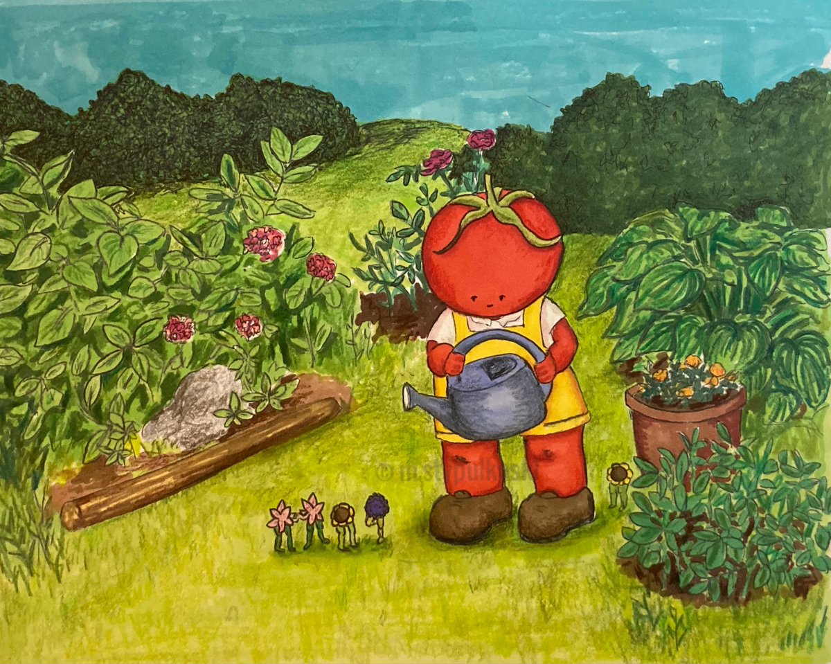 lowlyesculent's tweet photo. This Tomato and her Flower garden probably would’ve been better if I drew it bigger to get in better detail. #liveandlearn 💐 Now gonna go do some botanical illustration to be boring 🌿 https://t.co/tc4c7g49gx