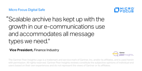 VP in the Finance Industry gives <a href="/MicroFocus/">Micro Focus</a> Digital Safe ★★★★ on <a href="/Gartner_PI/">POC</a> #EIA. Read the full review... #CustomerSuccess gtnr.it/3nqUSr9 #MyCompany
