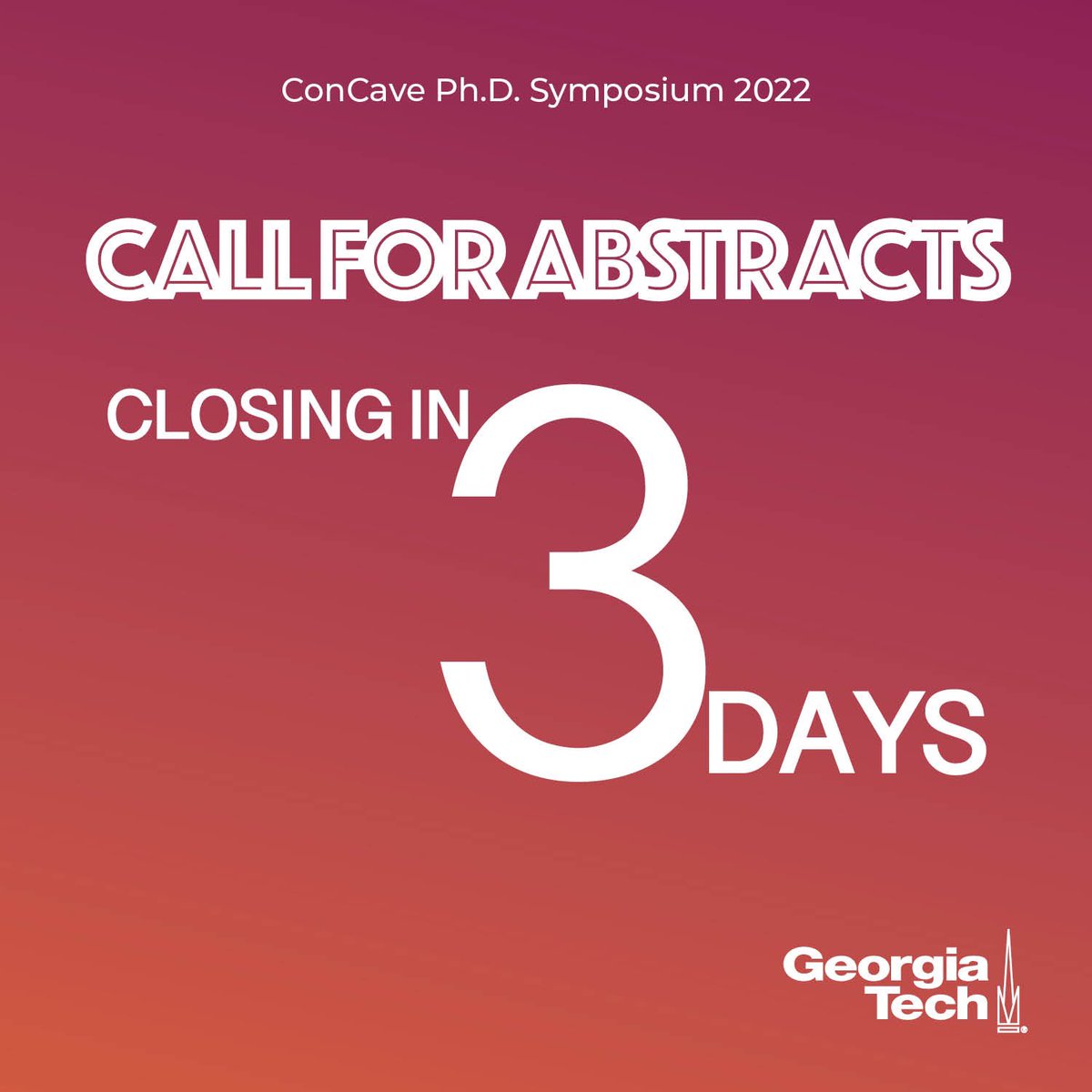 Call for abstracts is closing in 3 days! Submit your abstract for ConCave Ph.D. Symposium 2022: Divergence in Architectural Research. Submission link is on concavegt.com #symposium #architecture #research #atlanta