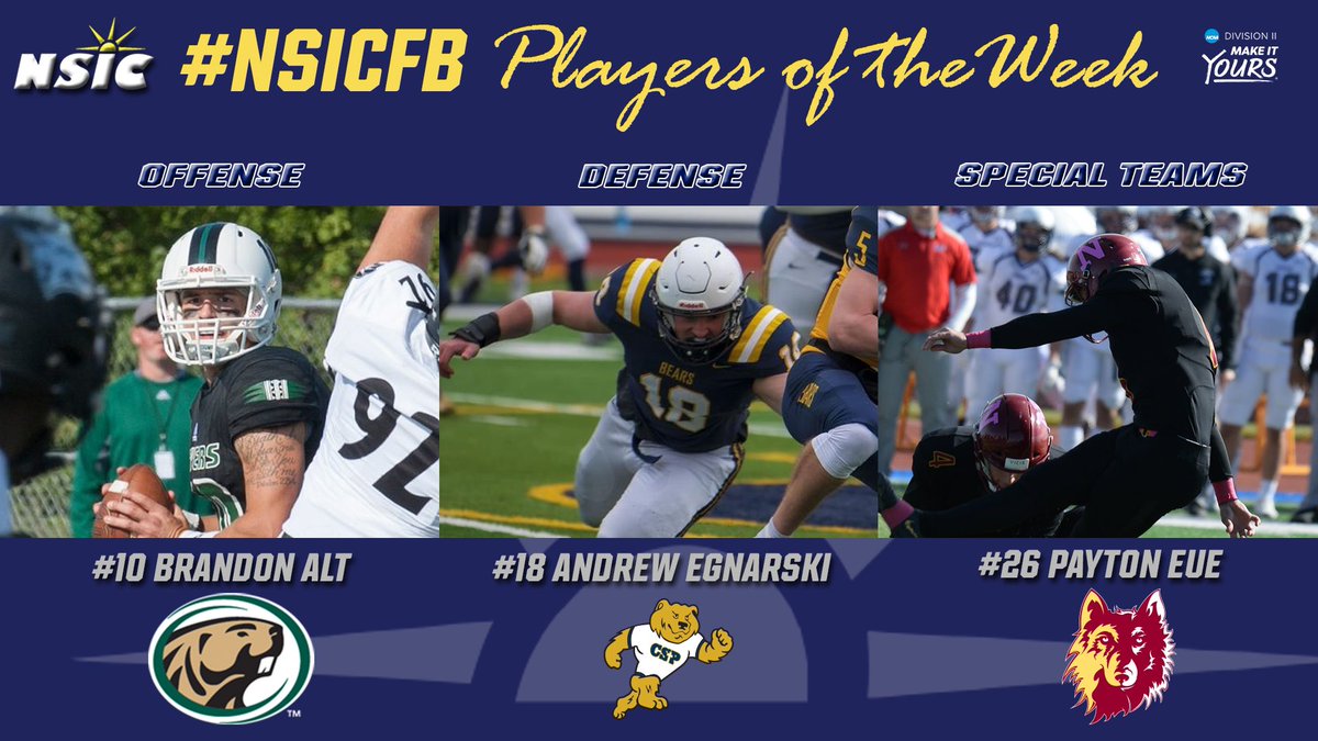 Congratulations Andrew Egnarski on being selected as the NSIC defensive player of the week!!! #NSICFB #BuildingOnTheRock