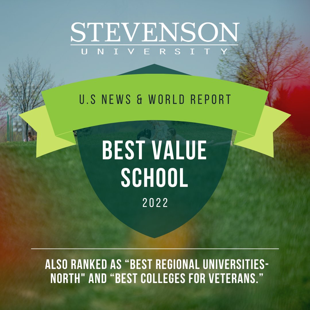 For the fourth year in a row, Stevenson has been named among the nation’s “Best Value Schools” by U.S. News and World Report. The 2022 Best Colleges listings also ranked SU among the “Best Regional Universities-North" and “Best Colleges for Veterans.” stevenson.edu/news