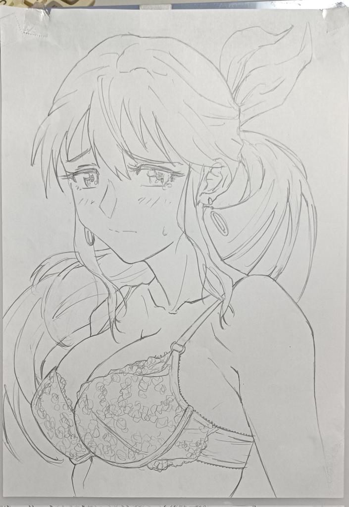 昨日描いた線画を塗ってみた。
頭大きすぎたので修正した😅
3枚目は彩度と明度落としてセルアニメ風に加工してある。 