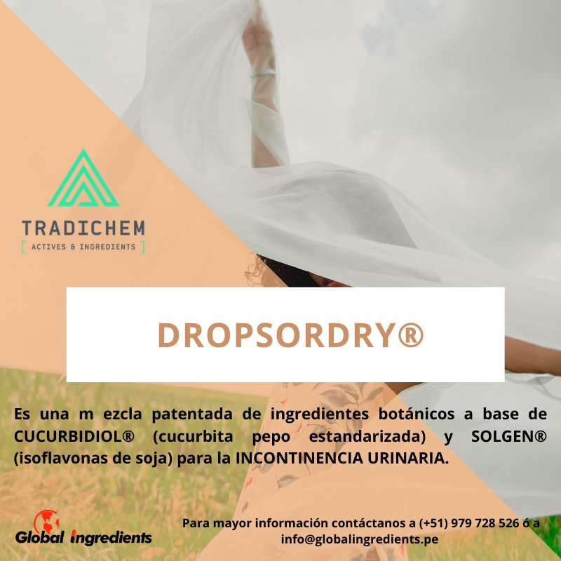 GlobalIngredien's tweet photo. #dropsordry #globalingredientssac #globalingredients #tradichem #incontinenciaurinaria #ingrediente #insumo #solgen #cucurbidiol #incontinencia #ingredientebotanico #genistina #isoflavonas #fitoestrogeno #menopausia https://t.co/iPAqWINgof