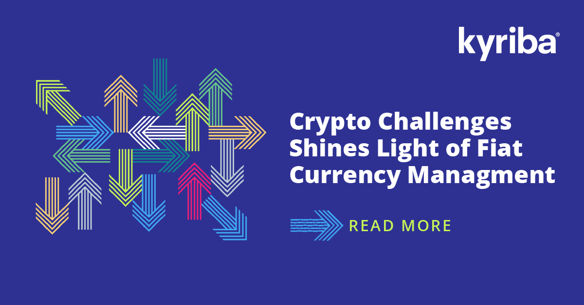 kyribacorp's tweet photo. The skyrocketing of #Bitcoin and subsequent free fall in value should be a wakeup call to #CFOs and corporate risk managers. But not for the reason you think. 

Find out why by reading our latest blog by Kyriba's Bob Stark (@treasurybob). https://t.co/YHVVuFWDWM https://t.co/2Nxh9zXO2I