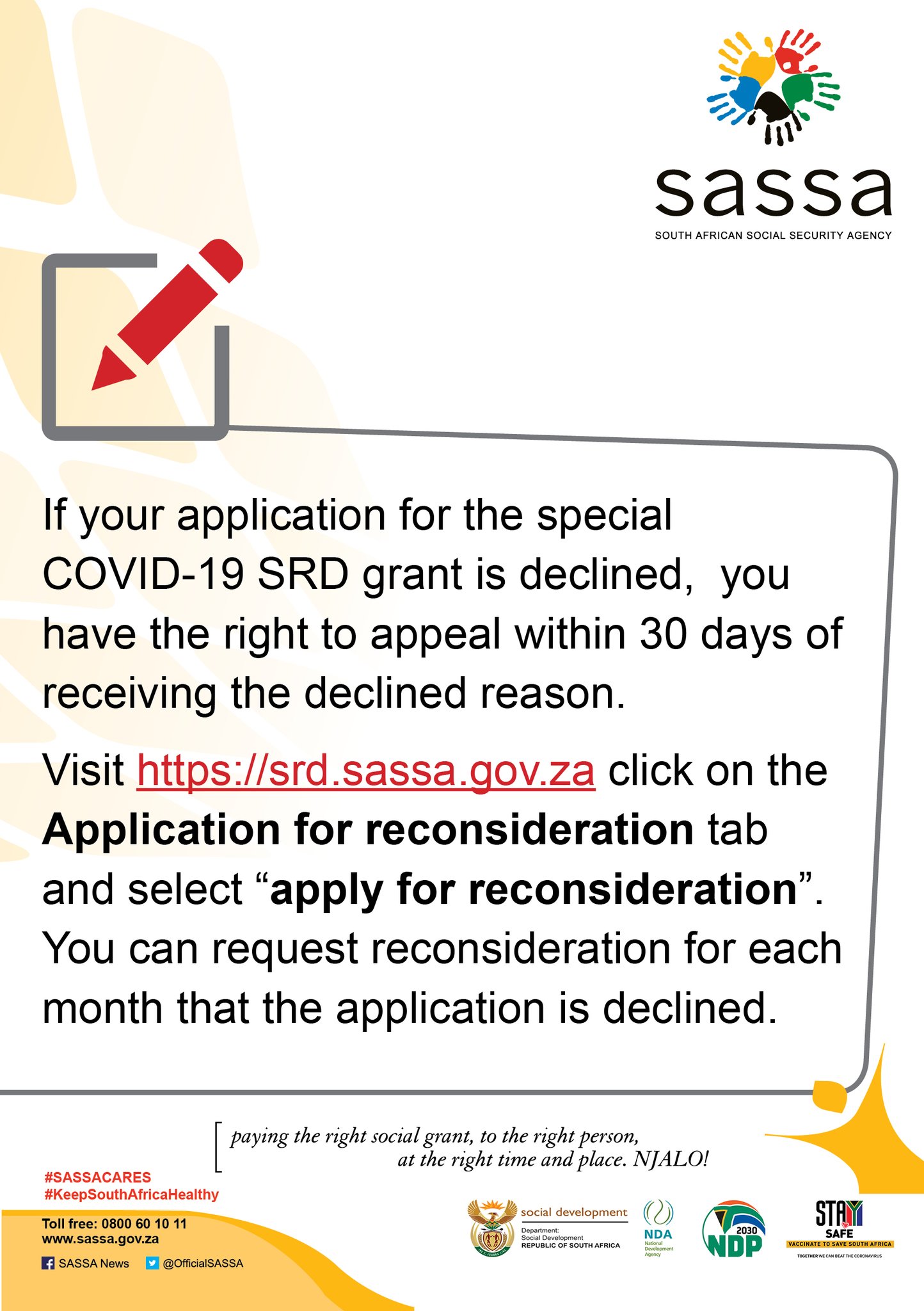 SASSA on X: &ldquo;Applicants of the special Covid-19 SRD grant whose 