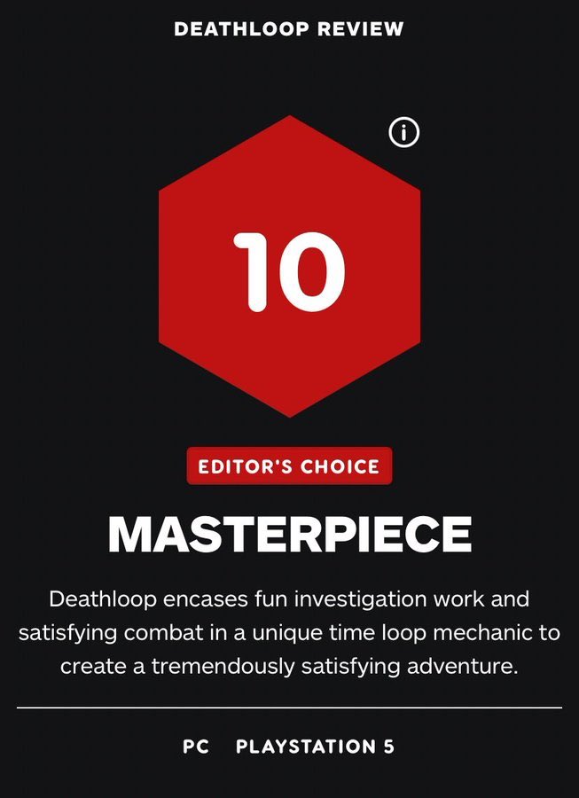 igndoomternal's tweet photo. IGN thinks Deathloop is better than Doom Eternal https://t.co/M1ucZeC94Q