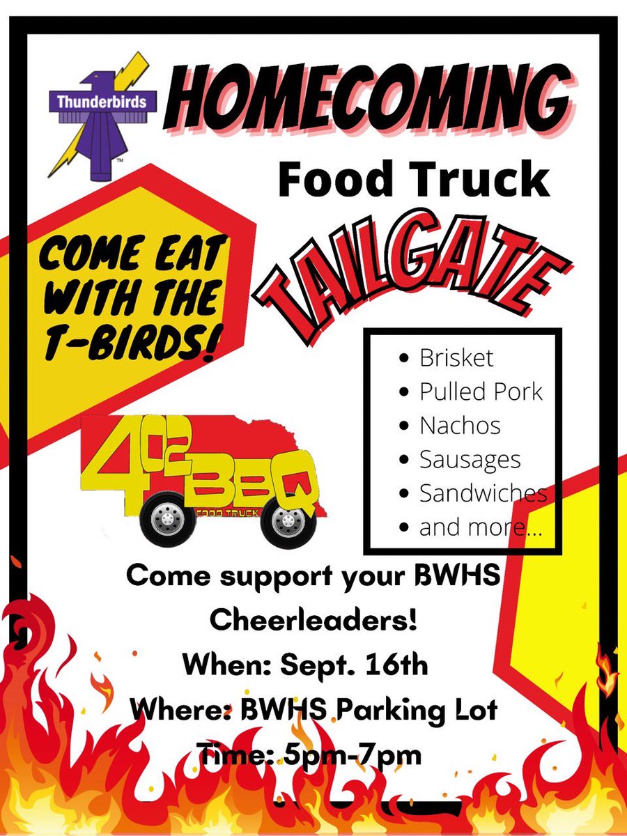 LauraSmilko's tweet photo. Come grab some yummy BBQ before what could be the game of the season! @TbirdEMPIRE @BellevueWestFB @MSouthFootball https://t.co/v8Q59Jba7C