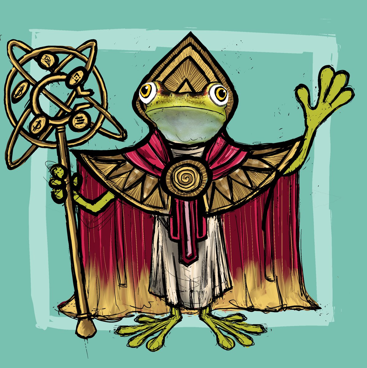 Concepting for future #NFTs. Here the Crypto pope, what do you think ?  Should I make it in 3D ? #frog #Crypto #NFTCommunity